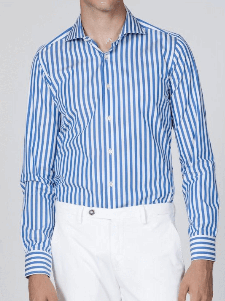 Camicia formale sottogiacca a righe azzurre fronte