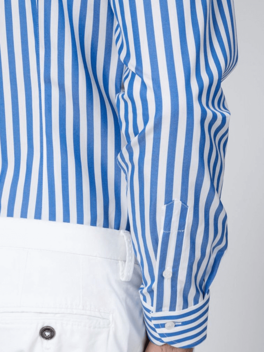 Camicia formale sottogiacca a righe azzurre manica